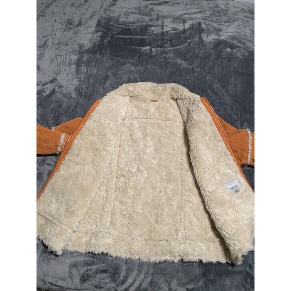Vintage Wilsons Maxima Women Jacket XL Orange Zip Front Faux Fur Penny Lane Flaw - Picture 10 of 16